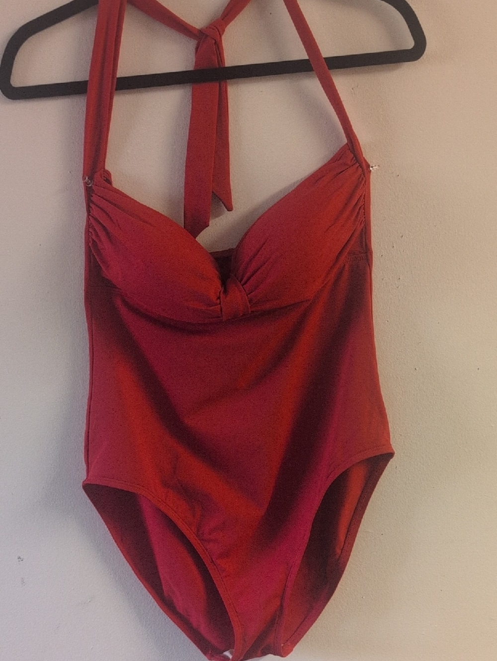 Chaps Red Halter One-Piece Bodysuit